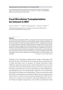 Fecal Microbiota Transplantation: an Interest in IBD?