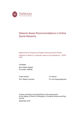 Network-Aware Recommendations in Online Social Networks