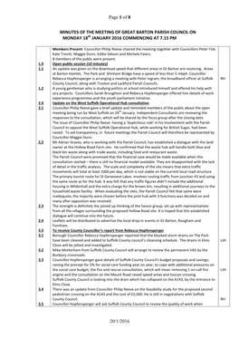MINUTES of the MEETING of GREAT BARTON PARISH COUNCIL on MONDAY 18Th JANUARY 2016 COMMENCING at 7.15 PM