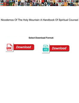 Nicodemos of the Holy Mountain a Handbook of Spiritual Counsel