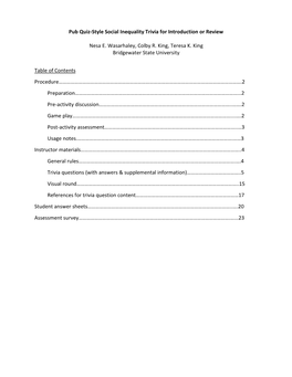 Pub Quiz-Style Social Inequality Trivia for Introduction Or Review