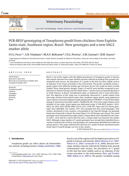 PCR-RFLP Genotyping of Toxoplasma Gondii from Chickens from Espírito Santo State, Southeast Region, Brazil