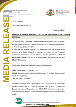 Premier Sisi Ntombela and MEC for Health
