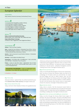 European Splendor COST SAVER TOUR 2019