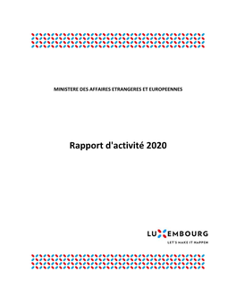 Rapport D'activité 2020 Du Ministère Des Affaires Étrangères Et Européennes