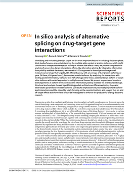 In Silico Analysis of Alternative Splicing on Drug-Target Gene Interactions Yanrong Ji 1, Rama K