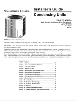 Condensing Units Installer's Guide
