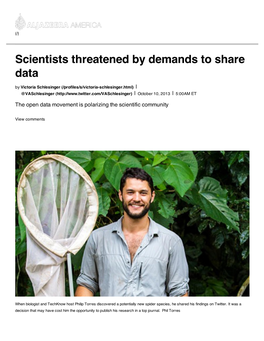 Scientists Threatened by Demands to Share Data