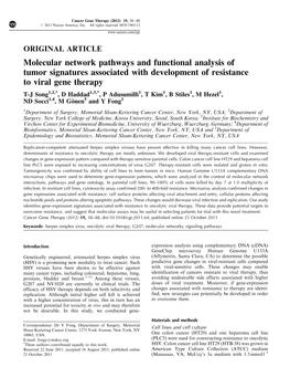 Molecular Network Pathways and Functional Analysis of Tumor