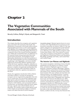 The Vegetative Communities Associated with Mammals of the South