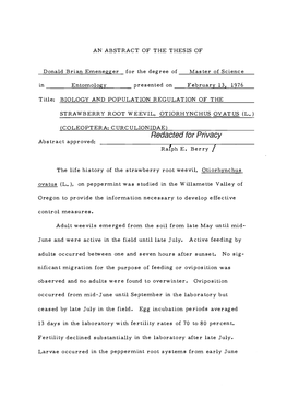 Biology and Population Regulation of The