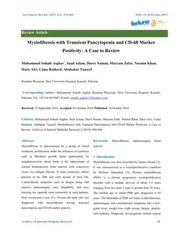 Myelofibrosis with Transient Pancytopenia and CD-68 Marker Positivity: a Case to Review