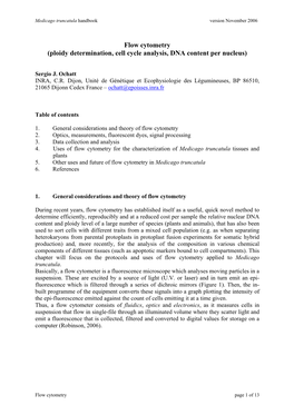 Flow Cytometry (Ploidy Determination, Cell Cycle Analysis, DNA Content Per Nucleus)