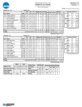 Western Ky. at Louisville Attendance: 3,013 12/01/20 KFC Yum! Center, Louisville, KY 2020-21 Men's Basketball Officials: Lee Cassell, AJ Desai, Paul Szeic Western Ky