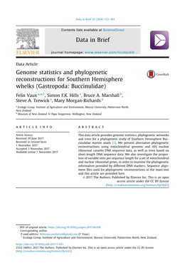 Genome Statistics and Phylogenetic Reconstructions for Southern Hemisphere Whelks (Gastropoda: Buccinulidae)