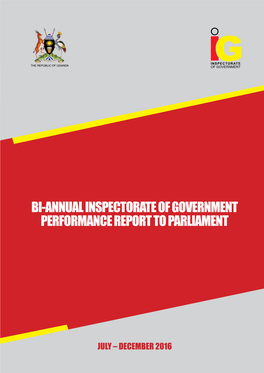 Bi-Annual Inspectorate of Government Performance Report to Parliament