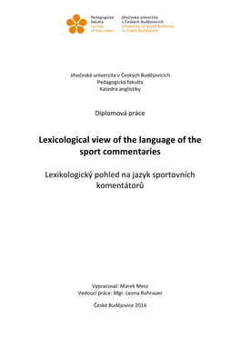 Lexicological View of the Language of the Sport Commentaries