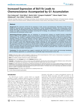 Increased Expression of Bcl11b Leads to Chemoresistance Accompanied by G1 Accumulation