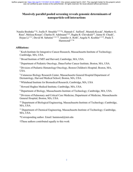 Massively Parallel Pooled Screening Reveals Genomic Determinants of Nanoparticle-Cell Interactions
