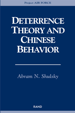 Deterrence Theory and Chinese Behavior