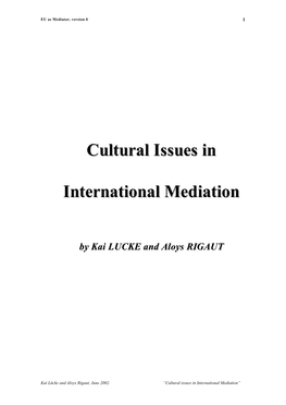 Cultural Issues Mediation