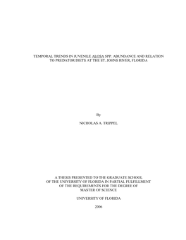 Temporal Trends in Juvenile Alosa Spp. Abundance and Relation to Predator Diets at the St