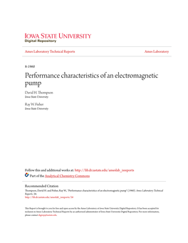 Performance Characteristics of an Electromagnetic Pump David H