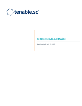 Tenable.Sc 5.19. X API Guide