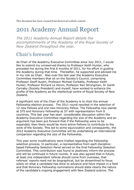 2011 Academy Annual Report