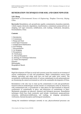 Remediation Techniques for Soil and Groundwater - X.H