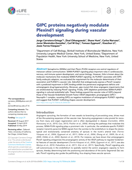 GIPC Proteins Negatively Modulate Plexind1 Signaling During Vascular Development