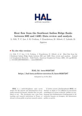 Heat Flow from the Southeast Indian Ridge Flanks Between 80°E and 140°E: Data Review and Analysis L