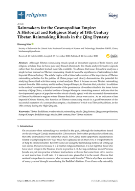 A Historical and Religious Study of 18Th Century Tibetan Rainmaking Rituals in the Qing Dynasty