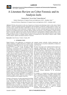 A Literature Review on Cyber Forensic and Its Analysis Tools