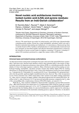 LNA) and Pyrene Residues: Results from an Indo-Danish Collaboration*