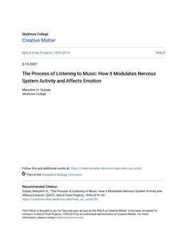 How It Modulates Nervous System Activity and Affects Emotion