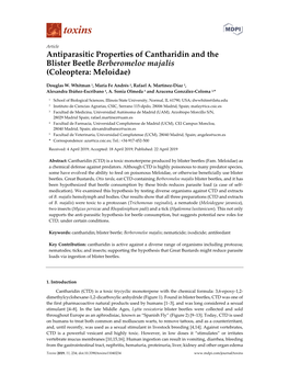 Antiparasitic Properties of Cantharidin and the Blister Beetle Berberomeloe Majalis (Coleoptera: Meloidae)