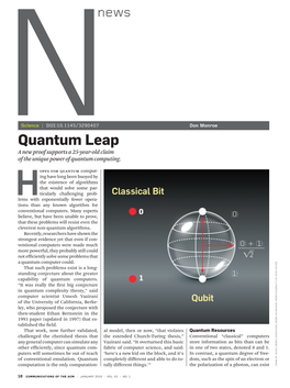 Quantum Leap a New Proof Supports a 25-Year-Old Claim N of the Unique Power of Quantum Computing