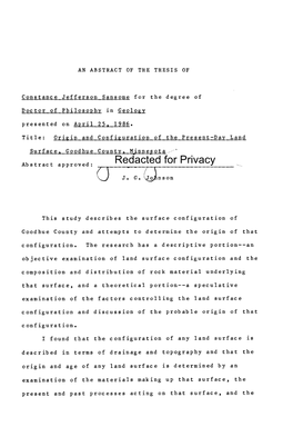 Origin and Configuration of the Present-Day Land Surface, Goodhue County, Minnesota