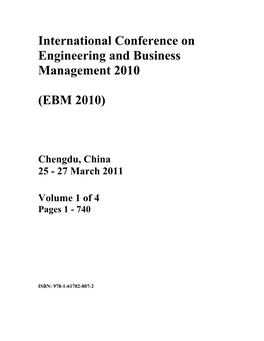 International Conference on Engineering and Business Management 2010