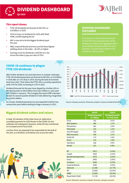 Dividend Dashboard Q3 2020