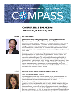 Conference Speakers Wednesday, October 30, 2019