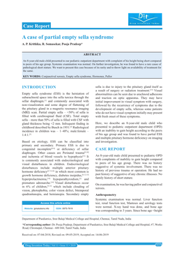 A Case of Partial Empty Sella Syndrome A