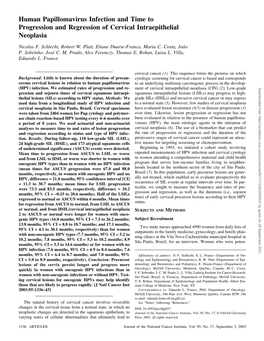 Human Papillomavirus Infection and Time to Progression and Regression of Cervical Intraepithelial Neoplasia