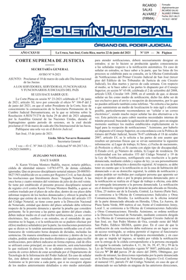 BOLETÍN JUDICIAL N° 119 De La Fecha 22 06 2021