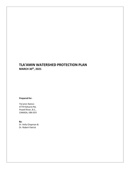 Tla'amin Watershed Protection Plan