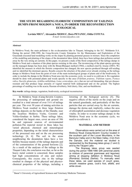 The Study Regarding Floristic Composition of Tailings Dumps from Moldova Noua, in Order the Reconstruction Ecological