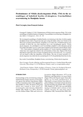 Predominance of Vibidia Duodecimguttata (Poda, 1761) in the As- Semblages of Ladybird Beetles (Coleoptera: Coccinellidae) Overwintering in Floodplain Forests