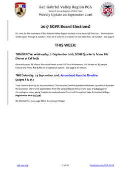 2017 SGVR Board Elections! THIS WEEK