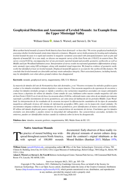 Geophysical Detection and Assessment of Leveled Mounds: an Example from the Upper Mississippi Valley